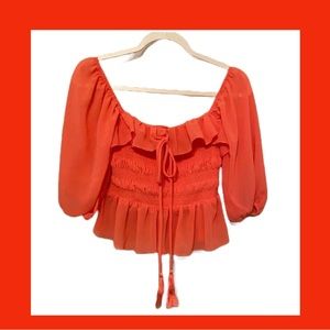 Fanco Coral/Peach Crop Top - Small.  B28
